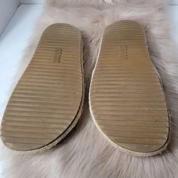 ZARA Beige Leather Slip On Cross Strap Espadrille Sandals Size 8.5 - Picture 8 of 8